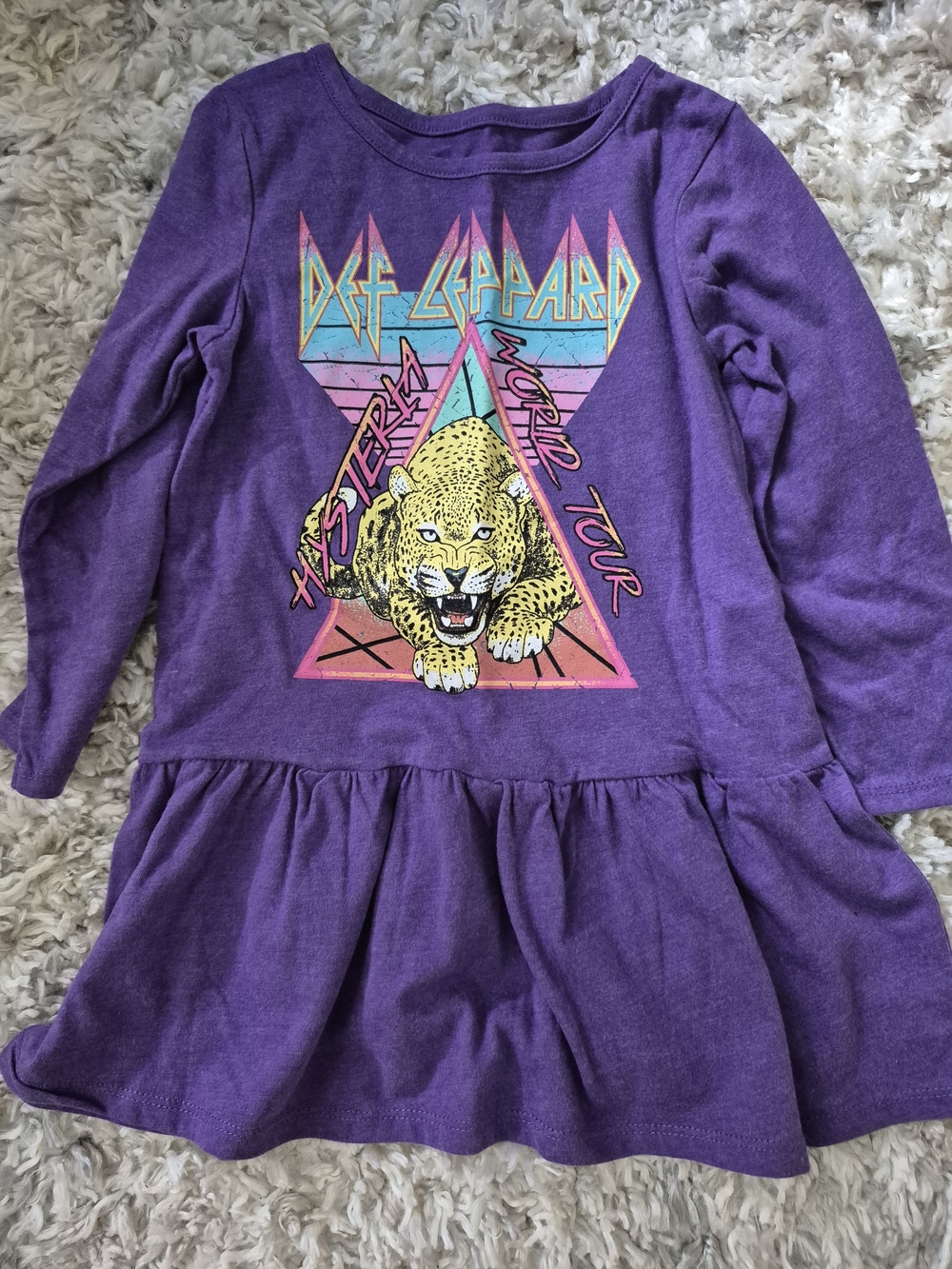 Def Leppard Purple Graphic Peplum Dress